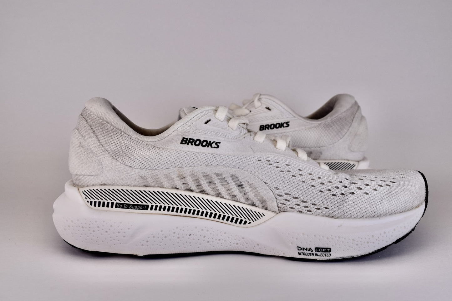 Brooks Women Adrenaline GTS 24 1204261B137 White Running Shoes Sneakers Size 7 B
