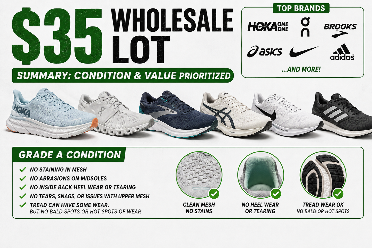 $35/Pair Grade A Athletic Shoes (Newer Models) [10 PAIRS]