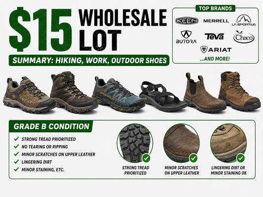 $15/Pair Grade A/B Hiking, Work, Outdoor Shoes [20 PAIRS]